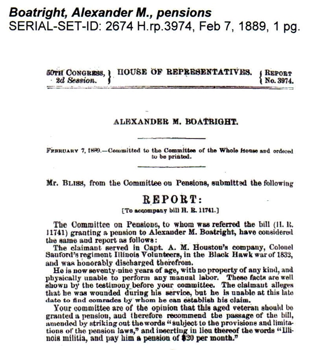 Alexander M. Boatwright Black Hawk War Pension:
