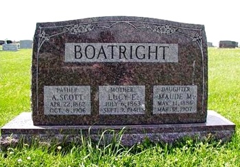 Alexander Scott Boatright and Lucy Emeline Carr Gravestone