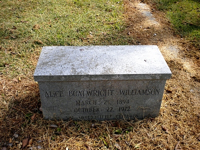 Alice Pendleton Boatwright Williamson Gravestone