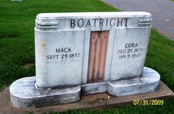 Americus C. and Cora J. Blackman Boatright Gravestone: