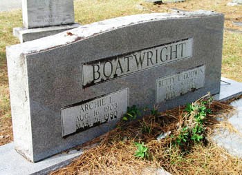 Archie Lee and Betty L. Godwin Boatwright Gravestone