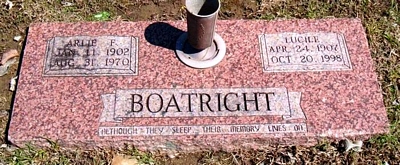 Arlie F. and Lucile Nolen Boatright Marker: