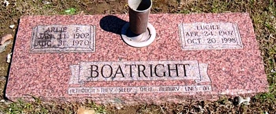 Arlie F. and Lucile Nolen Boatright Marker: