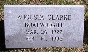 Augusta Clarke Boatwright Gravestone