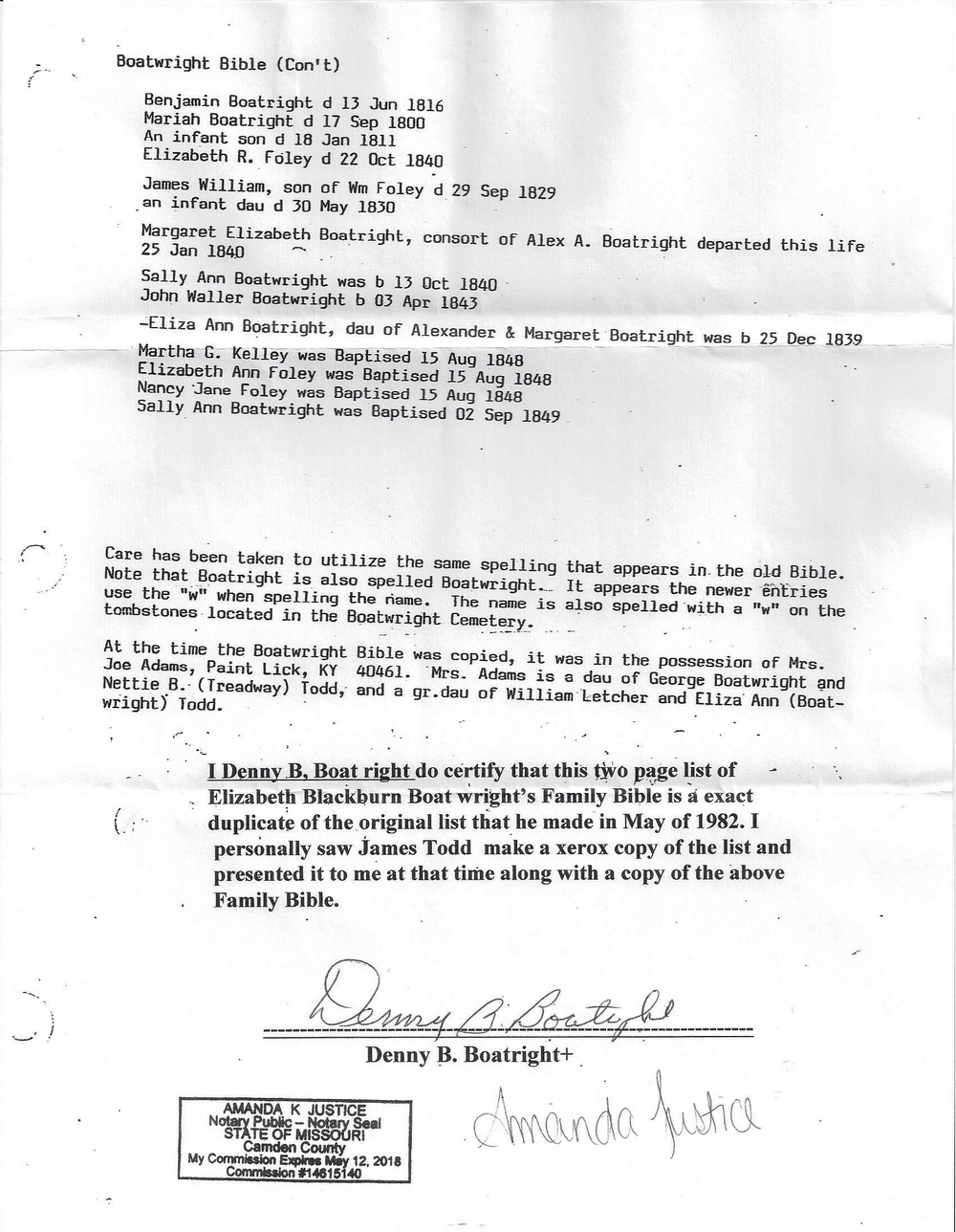Benjamin Boatwright Bible: