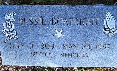 Bessie Sutton Boatright Gravestone