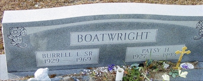 Burrell Lester and Patsy Ruth Hodges Boatwright Gravestone