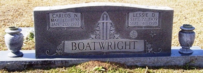 Carlos Napoleon and Lessie Leubinea Drummond Boatwright Gravestone