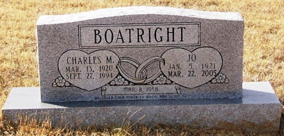 Charles Milton and Jo Boatright Gravestone