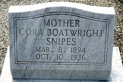 Cora Lee Boatright Snipes Gravestone