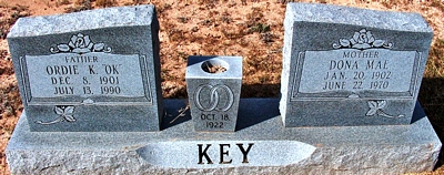 Dona Mae Boatright and Ordie K. Key Gravestone