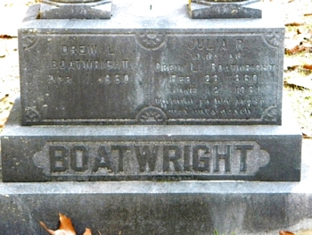 Drury Lewis and Julia Ella Rivers Boatwright Gravestone