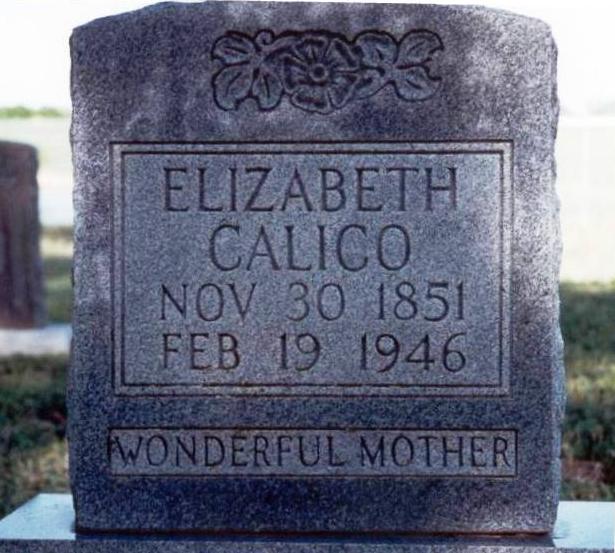 Elizabeth Lucille Boatright Calico Gravestone