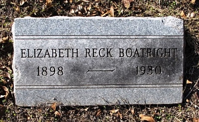 Elizabeth Christine Reck Boatright Gravestone