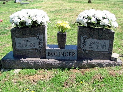 Elma Boatright and Garner Bum Bolinger Gravestone: