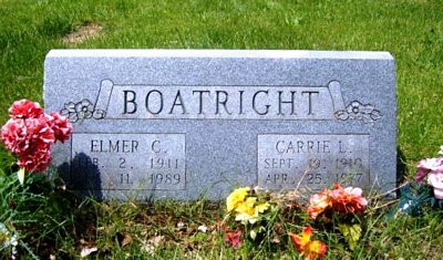 Elmer Clarence and Carrie L. Sutton Boatright Gravestone
