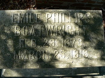 Emile Phillips Boatwright Gravestone