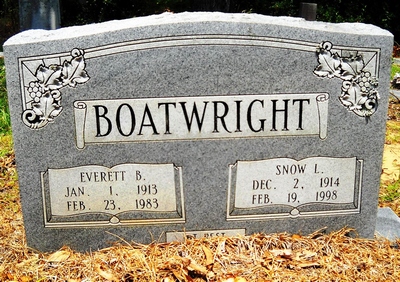 Everett Brunson and Snow Lane Boatwright Gravestone