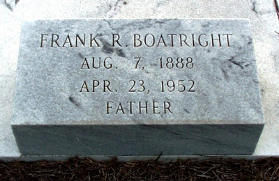 Frank Rhen Boatright Gravestone: