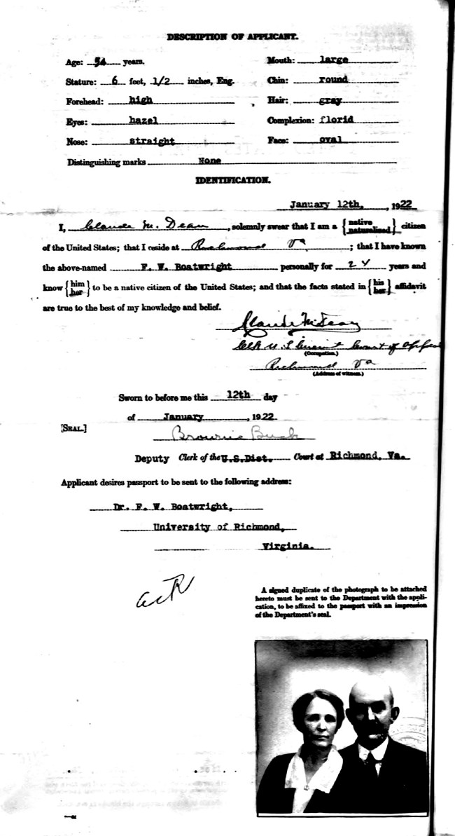 Frederic William Boatwright Passport
