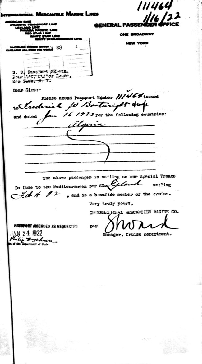 Frederic William Boatwright Passport