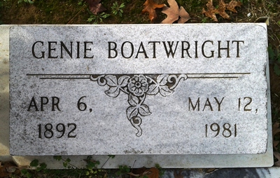 Genie McCoy Boatwright Gravestone