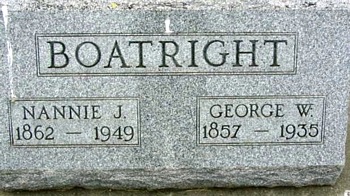 George Wesley Boatright and Nanna Jane Keeny Gravestone