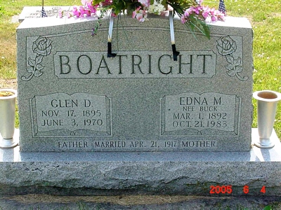 Glen Dale Boatright and Edna M. Buck Gravestone