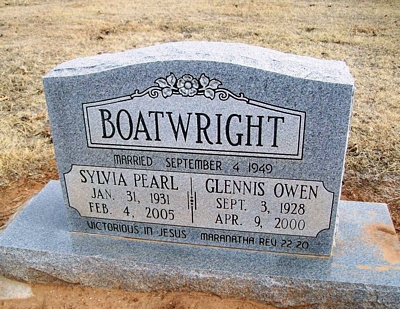 Glennis Owen and Sylvia Pearl Lidbury Boatwright Gravestone