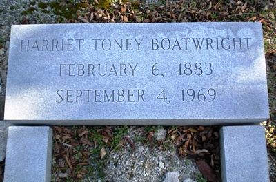 Harriet Toney Boatwright Gravestone