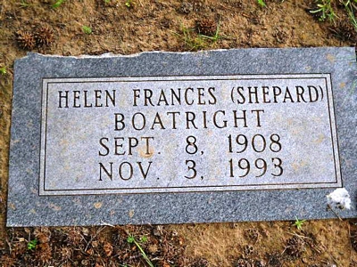 Helen Frances Smith Boatright Gravestone