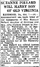 Herbert Lee Boatwright - Suzanne Virginia Pollard Wedding