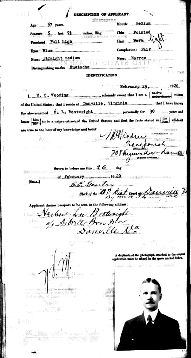 Herbert Lee Boatwright Passport