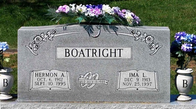 Hermon Albert and Ima Lera Parks Boatright Gravestone