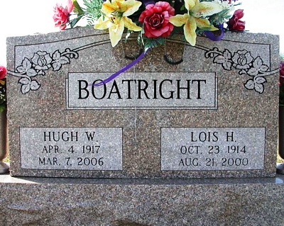 Hugh Wilson and Lois Harrison Boatright Gravestone: