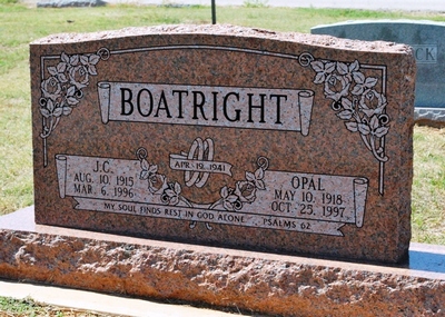 J. C. and Opal Mae Harthcock Boatright Gravestone