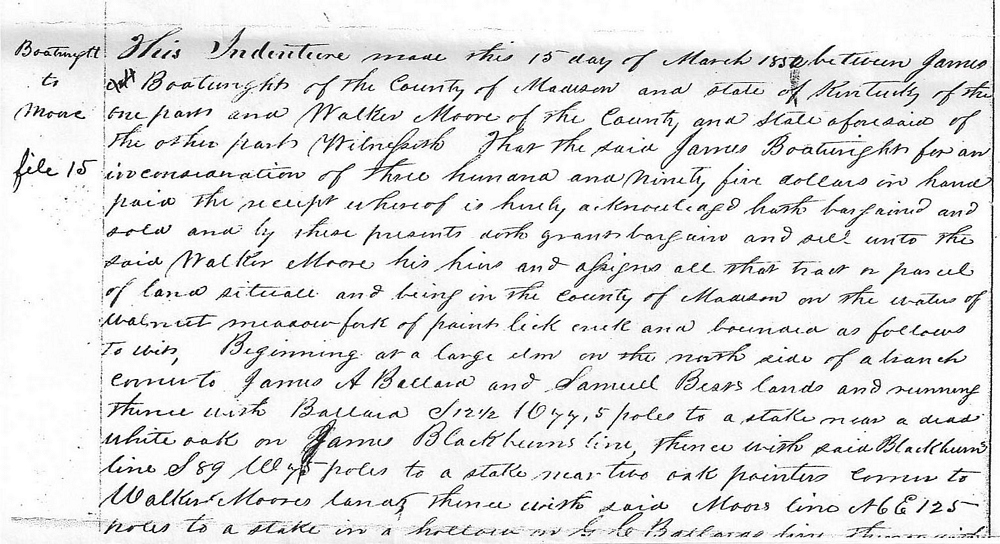 James Blackburn Boatwright Land Sale: