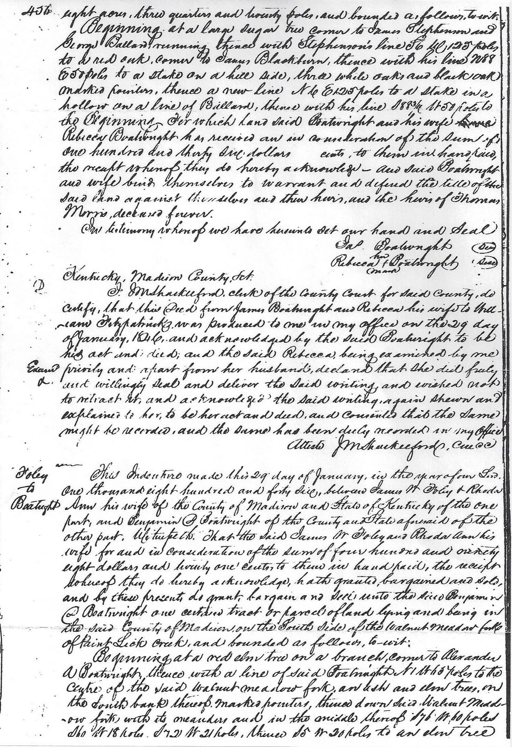 James Blackburn Boatwright Land Sale: