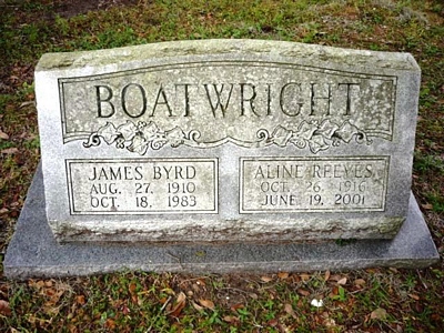 James Byrd and Aline Thorma Reeves Boatwright Gravestone
