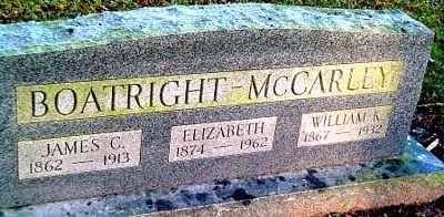 James Columbus C. Boatright and Prudence Elizabeth Holcomb McCarley Gravestone