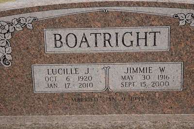 James W. and Lucille Julia Fowler Boatright Gravestone