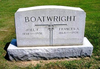 Joel Franklin and Frances Adaline Williams Boatwright Gravestone