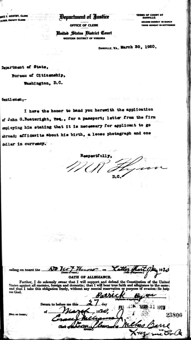 John Guerrant Boatwright Passport