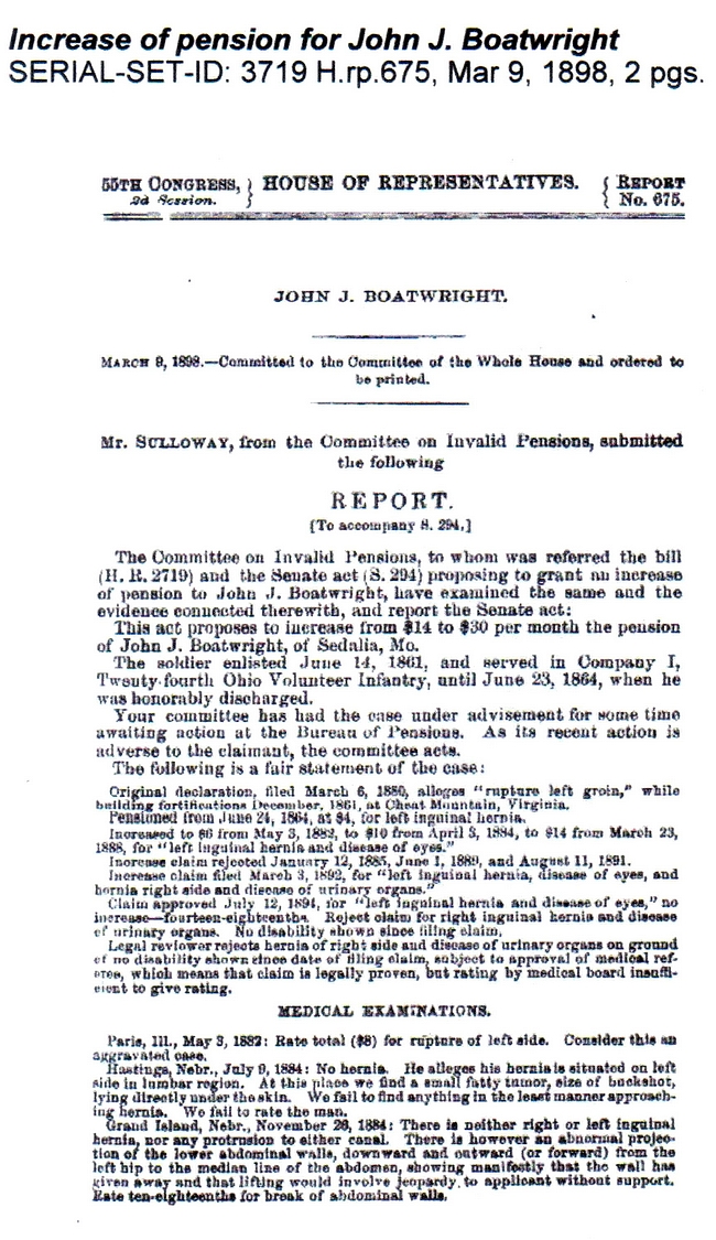 John J. Boatwright Pension Application: