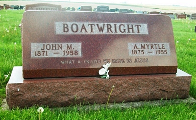 John Milton and Alice Myrtle Reese Boatwright Gravestone