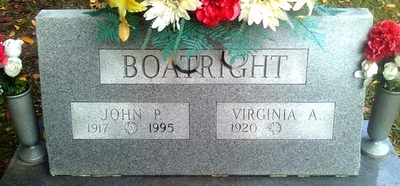 John Paul and Virginia Azile Wampler Boatright Gravestone