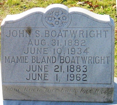 John Simmons and Mamie Lee Bland Boatwright Gravestone