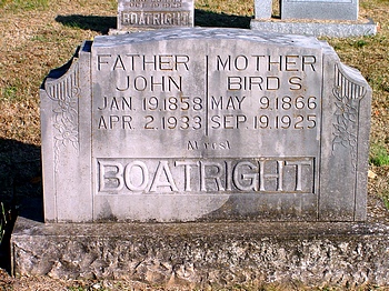 John Thomas and Ingober Byrd Smith Boatright Gravestone
