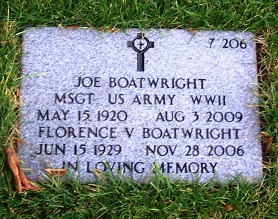 Joseph and Florence Verberg Boatwright Gravestone