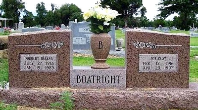 Joseph Clayton Boatright and Dorothy Helena Borchardt Gravestone